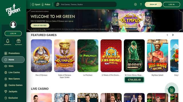 Mr Green casino screenshot